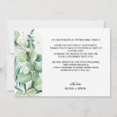 Rustige bruinachtige eucalyptusbruiloft bedankt kaart (Achterkant)