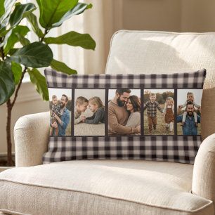 Rustige Bruine Buffalo Plaid Multi Foto Kussen