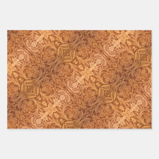 Rustige bruine cowboy mode western leder inpakpapier vel (Voorkant 2)