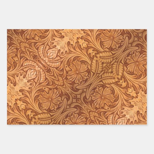 Rustige bruine cowboy mode western leder inpakpapier vel (Voorkant)