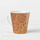 Rustige bruine cowboy mode western leder latte mok (Linkerhoek)