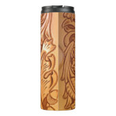 Rustige bruine cowboy mode western leder thermosbeker (Achterkant)