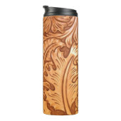 Rustige bruine cowboy mode western leder thermosbeker (Geroteerd rechts)