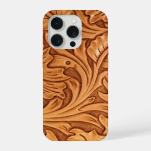 Rustige bruine cowboy mode western leer iPhone 15 pro hoesje