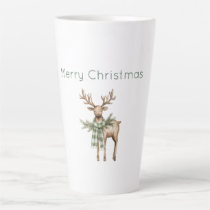 Rustige Bruine Crème Groen Herten Kerstmis Latte Mok