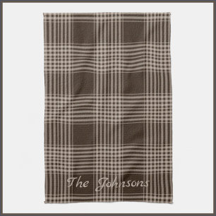Rustige bruine en beige ruit theedoek