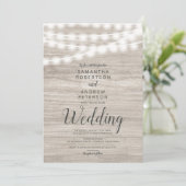 Rustige bruine houtsnaarlampen eenvoudige bruiloft kaart (Staand voorkant)