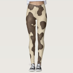 Rustige bruine koeienprint landelijke western rode leggings