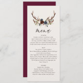 Rustige bruine marinevlinder met botanische bruilo menu (Voorkant / Achterkant)