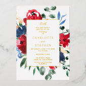 Rustige bruine waterverf goudbruiloft folie uitnodiging (Voorkant)