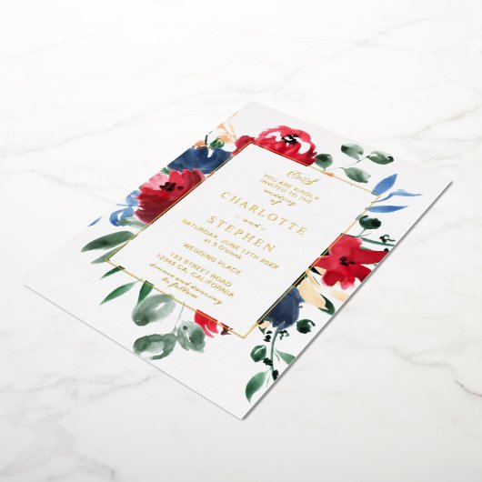 Rustige bruine waterverf goudbruiloft folie uitnodiging (Gedraaid)