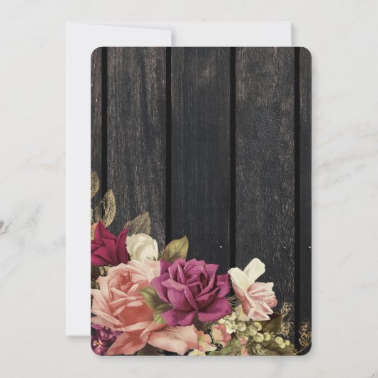 Rustige  bruingebondenbruiloft kaart (Achterkant)