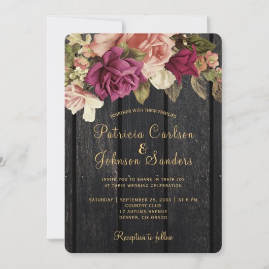 Rustige  bruingebondenbruiloft kaart (Voorkant)