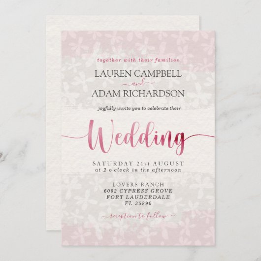 Rustige bruinkroze bruiloft kaart (Voorkant / Achterkant)