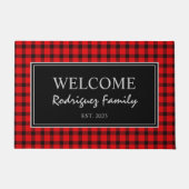 Rustige buffalo plaid name jaar deurmat (Voorkant)