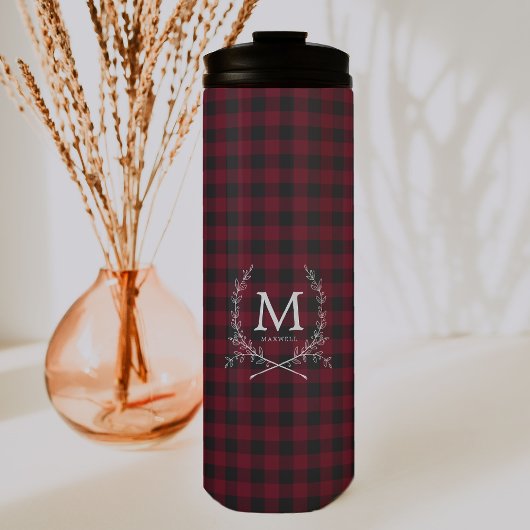 Rustige Buffalo Pset Tartan Monogram Thermosbeker