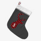 Rustige buffelcheque donkerrood zwart monogram grote kerstsok (Voorkant (Hangend))