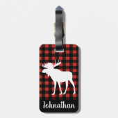 Rustige buffelplaat & witte mazen bagagelabel (Achterkant verticaal)