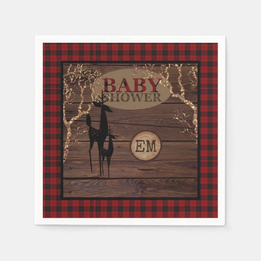 Rustige buffelstaafBaby showers Initialen Servet (Voorkant)