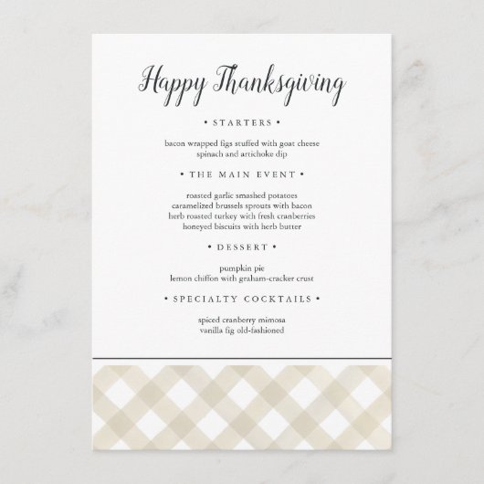 Rustige buffelstang Thanksgiving Menu (Voorkant)