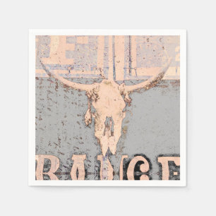 Rustige Bull Skull Grey Beige Western Servet