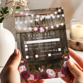 Rustige Burgundy Bloem Bruiloft Menu Optie RSVP