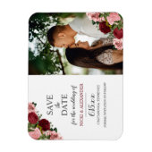 Rustige Burgundy Blush Pink Floral Wedding Save Da Magneet (Verticaal)