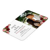 Rustige Burgundy Blush Pink Floral Wedding Save Da Magneet (Linkerzijde)