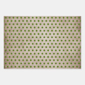 Rustige Burlap Green Polka Dots Stripes Solid Inpakpapier Vel (Voorkant 2)