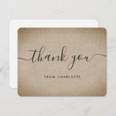 Rustige  Burlap Wedding Shower Birthday Bedankkaart (Voorkant / Achterkant)