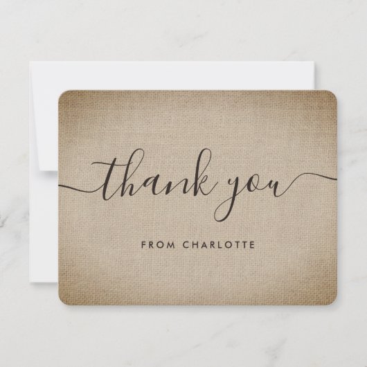 Rustige  Burlap Wedding Shower Birthday Bedankkaart (Voorkant)