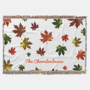 Rustige Canadese Maple Leaf met Jouw naam op wit Deken