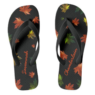 Rustige Canadese Maple Leaf op Black Teenslippers