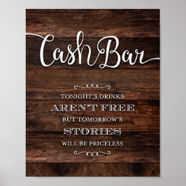 Rustige CASH BAR-partijbordafdrukken Poster