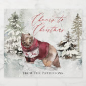 Rustige Cheers tot kerstwintersceen Sparkling Wijnetiket (Enkel label)