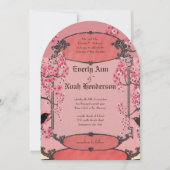 Rustige  Cherry Blossom Art Deco Wedding Kaart (Voorkant)
