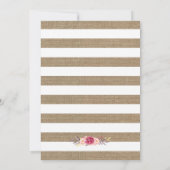 Rustige Chic Burlap Stripes Floral Engagement Part Kaart (Achterkant)