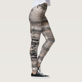rustige chic SIMPLY LOVED script op barnwood | Leggings
