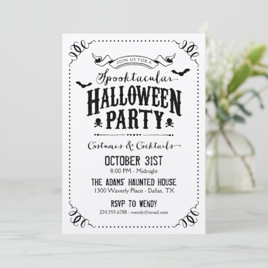Rustige Chic Spooktacular Halloween Party Kaart (Staand voorkant)