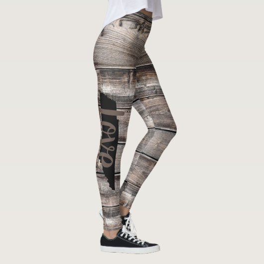 rustige chic TENNESSEE LOVE script op barnwood Leggings (Rechts)