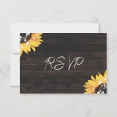 Rustige Chic Wood Lace Sunflower Wedding RSVP Kaar (Achterkant)
