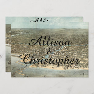 Rustige Chicago Map Wedding Invitation Kaart