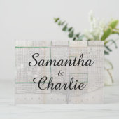 Rustige Chicago Map Wedding Invitation Kaart (Staand voorkant)