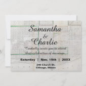 Rustige Chicago Map Wedding Invitation Kaart (Achterkant)