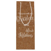 Rustige chocolade en wijnfles wijn cadeautas (Voorkant)