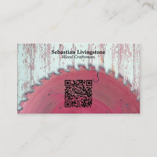 Rustige Cirkelzaag — QR-code voor ambachtsman Visitekaartje (Voorkant)