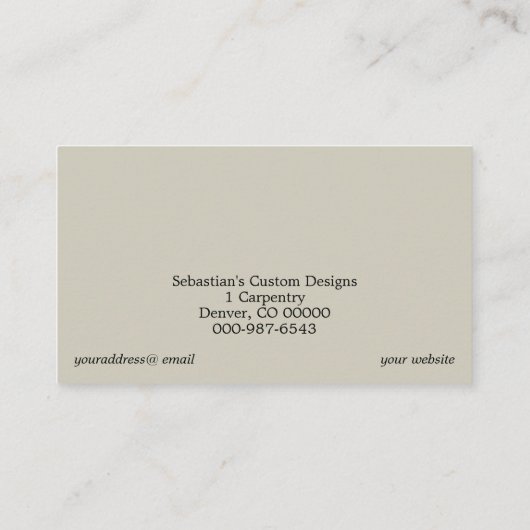 Rustige Cirkelzagen Carpentry QR Code Front Visitekaartje (Achterkant)