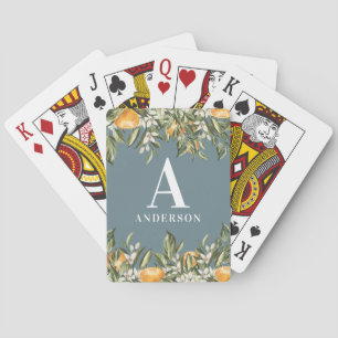 Rustige citrusvruchten modern botanisch floranjebl pokerkaarten