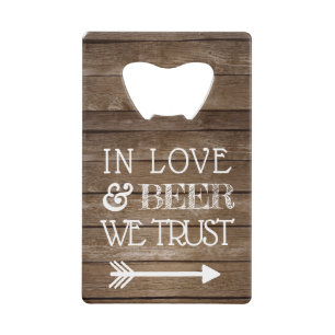 Rustige Country Wood Kijk Wedding Beer Kredietkaart Flessenopener