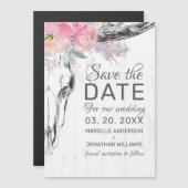 Rustige Cow Skull Blush Floral Boho Save the Date (Voorkant / Achterkant)